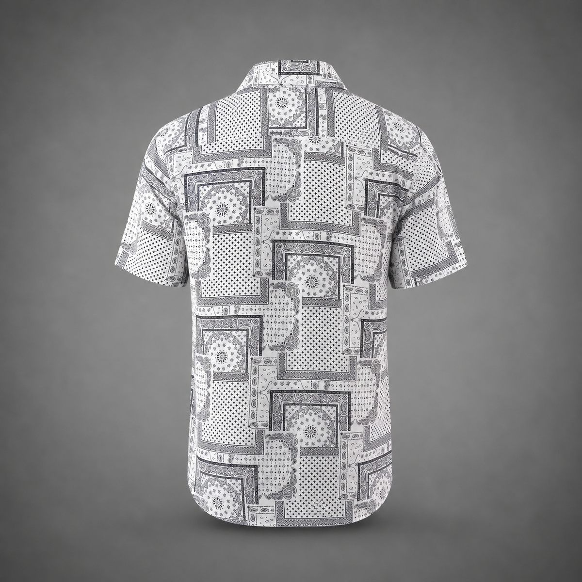 White and black geometric printed shirt