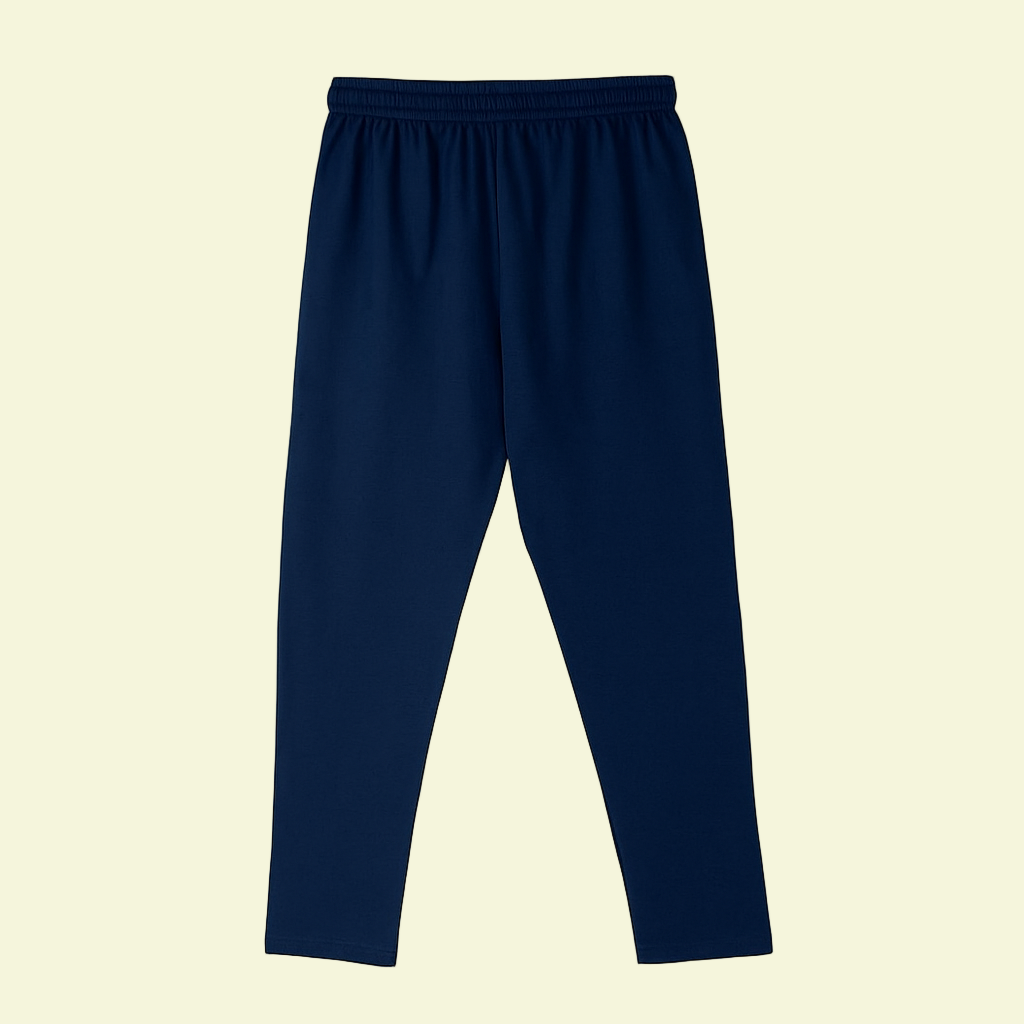 Premium Cotton track pants with drawstring waist - Navy blue