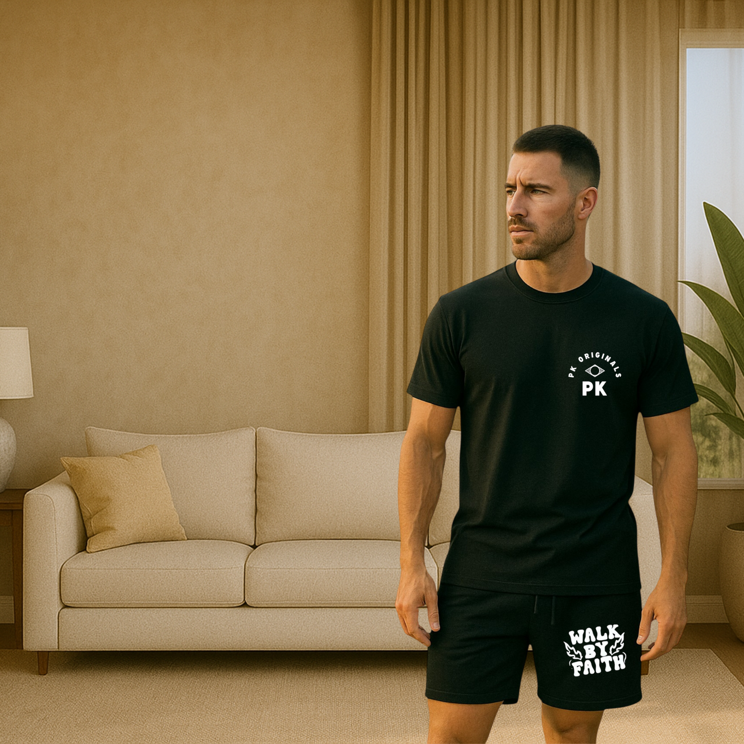 PK originals men's co-ord set - Black graphic tee & shorts