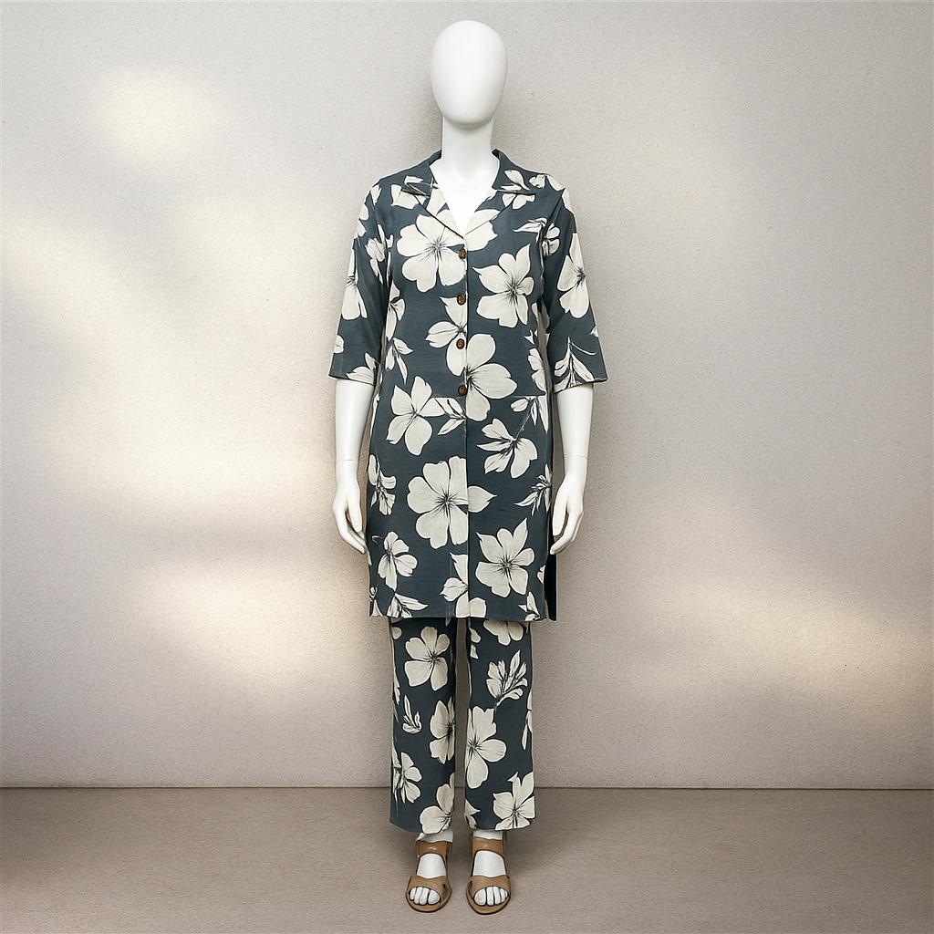 Charcoal grey floral co-ords for women
