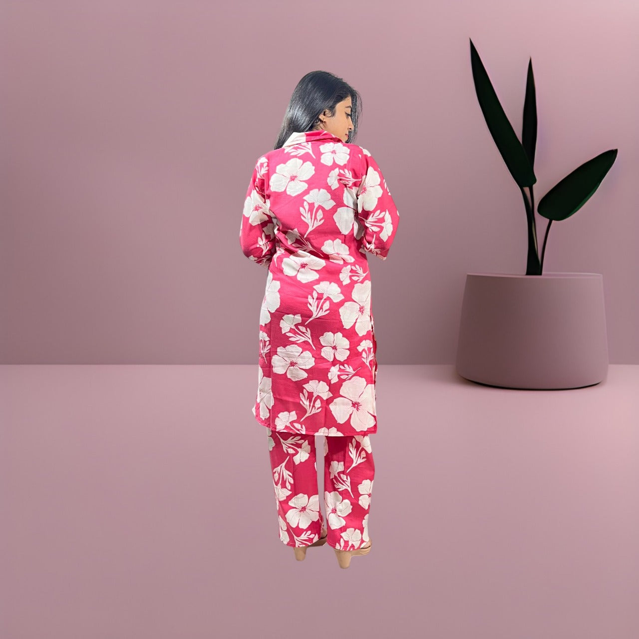 pink floral printed co-ords for women