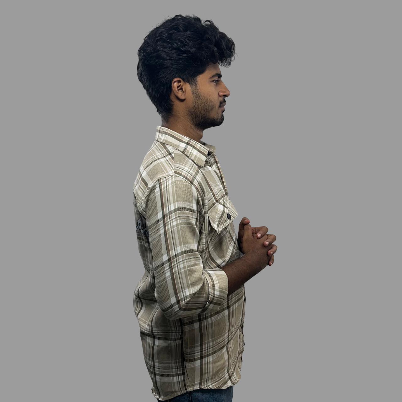 Back printed checkered shirt