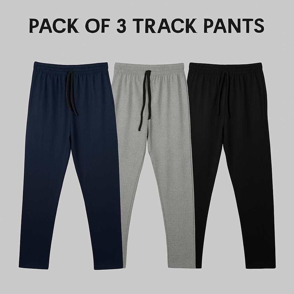 Men's Cotton track pants combo - pack of 3
