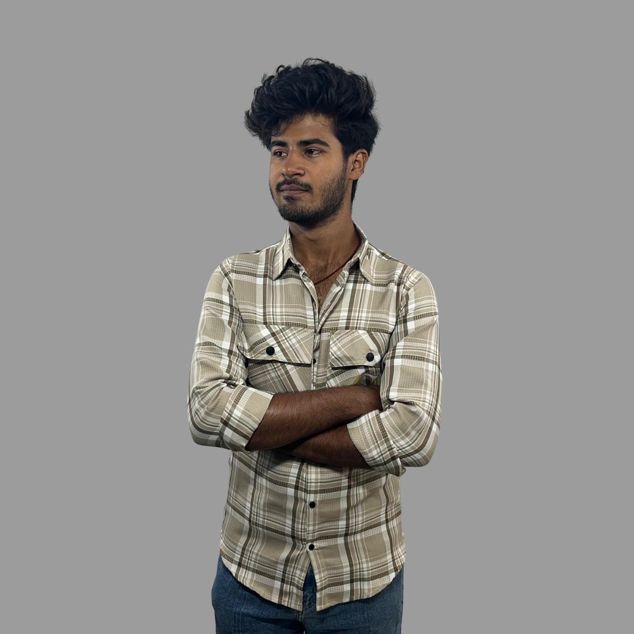 Back printed checkered shirt