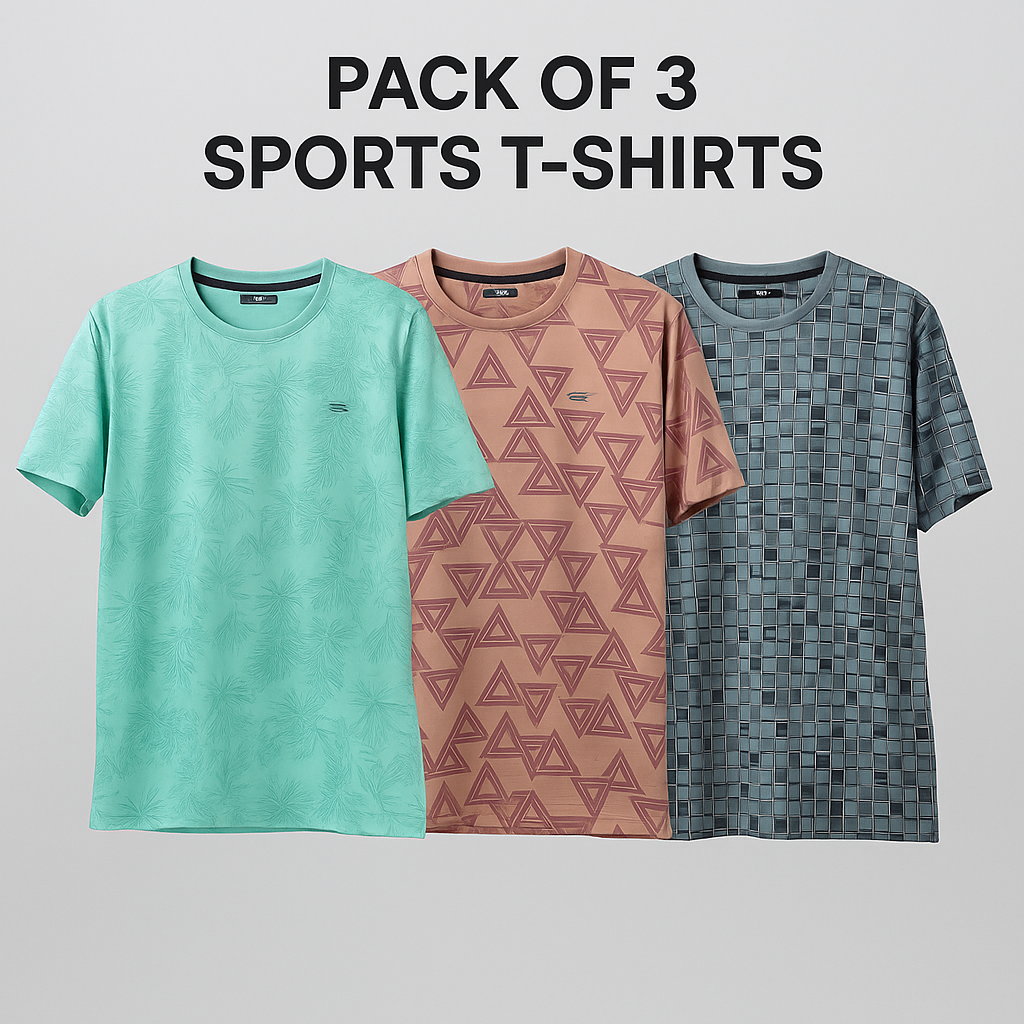 Men's sports wear tshirt combo - pack of 3 dry-fit activewear tees.