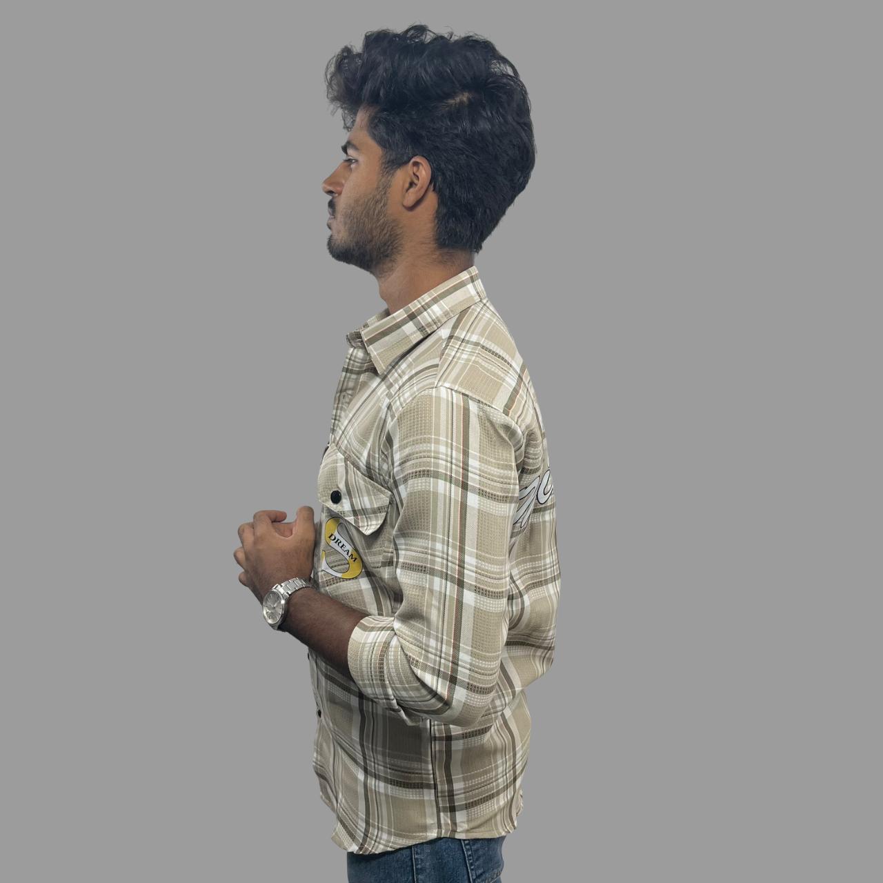 Back printed checkered shirt