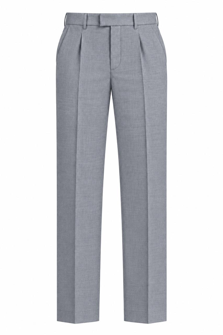 Iceberg grey Premium French Terry 4-Way Stretch Formal Pants with Flexi Waist | Textured Tailored Fit