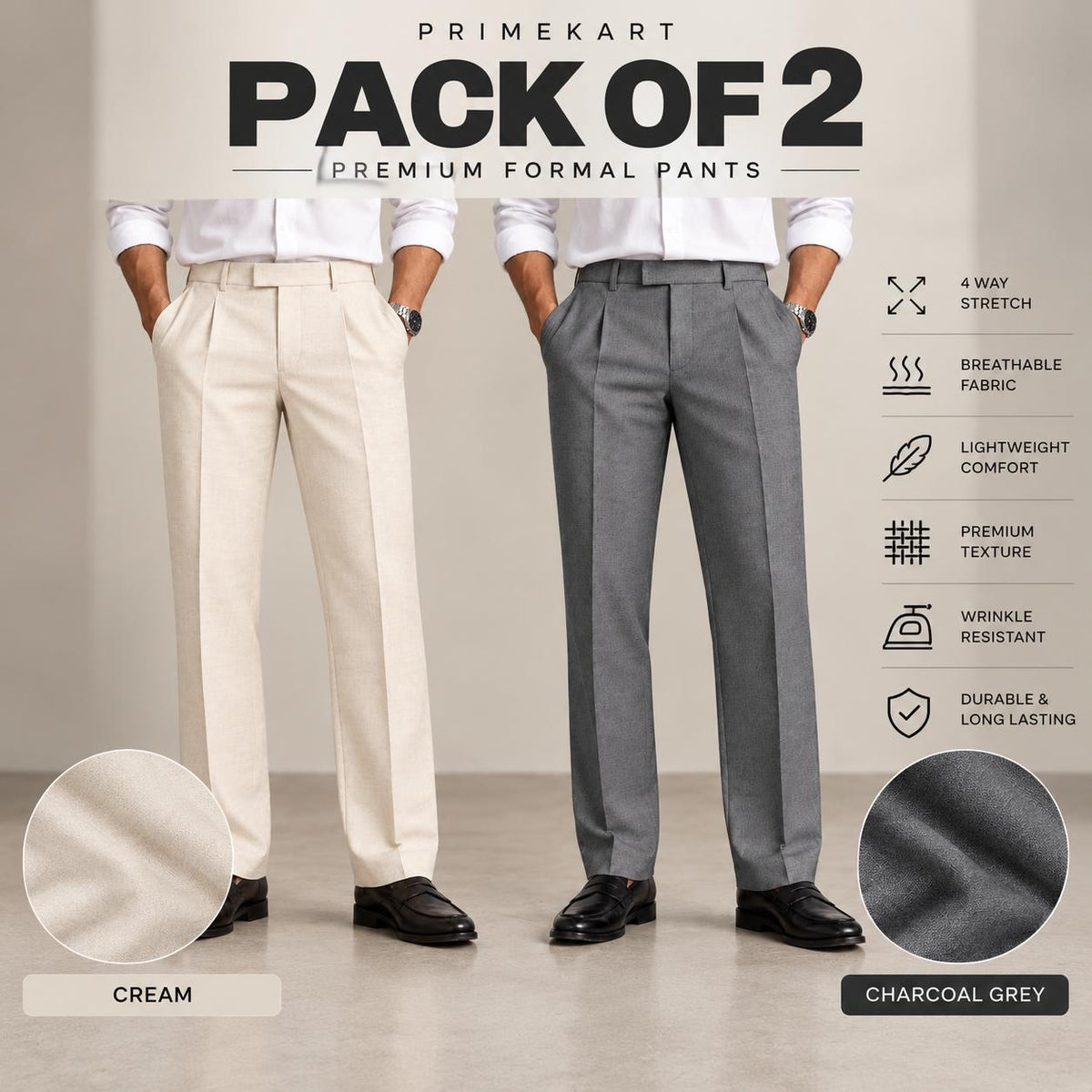 Men's pack of 2 - Formal pants