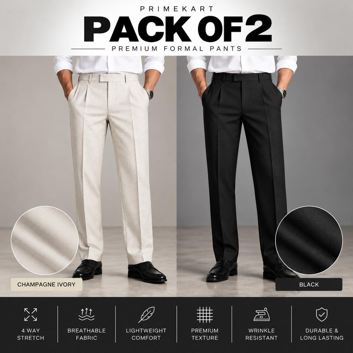 Men's pack of 2 - Formal pants