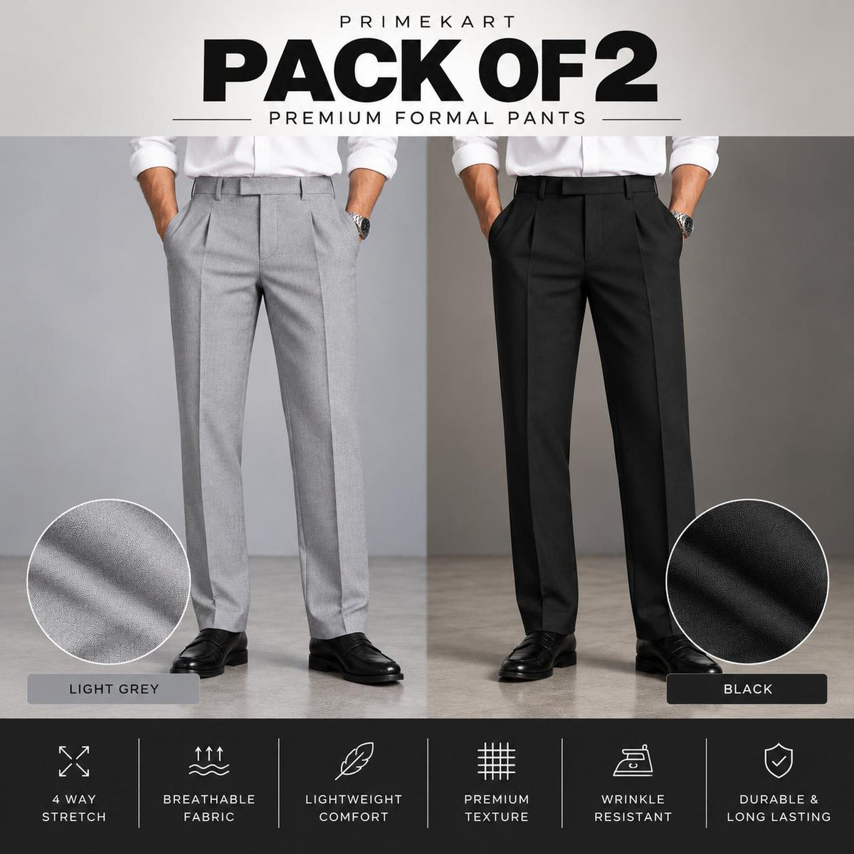 Men's pack of 2 - Formal pants