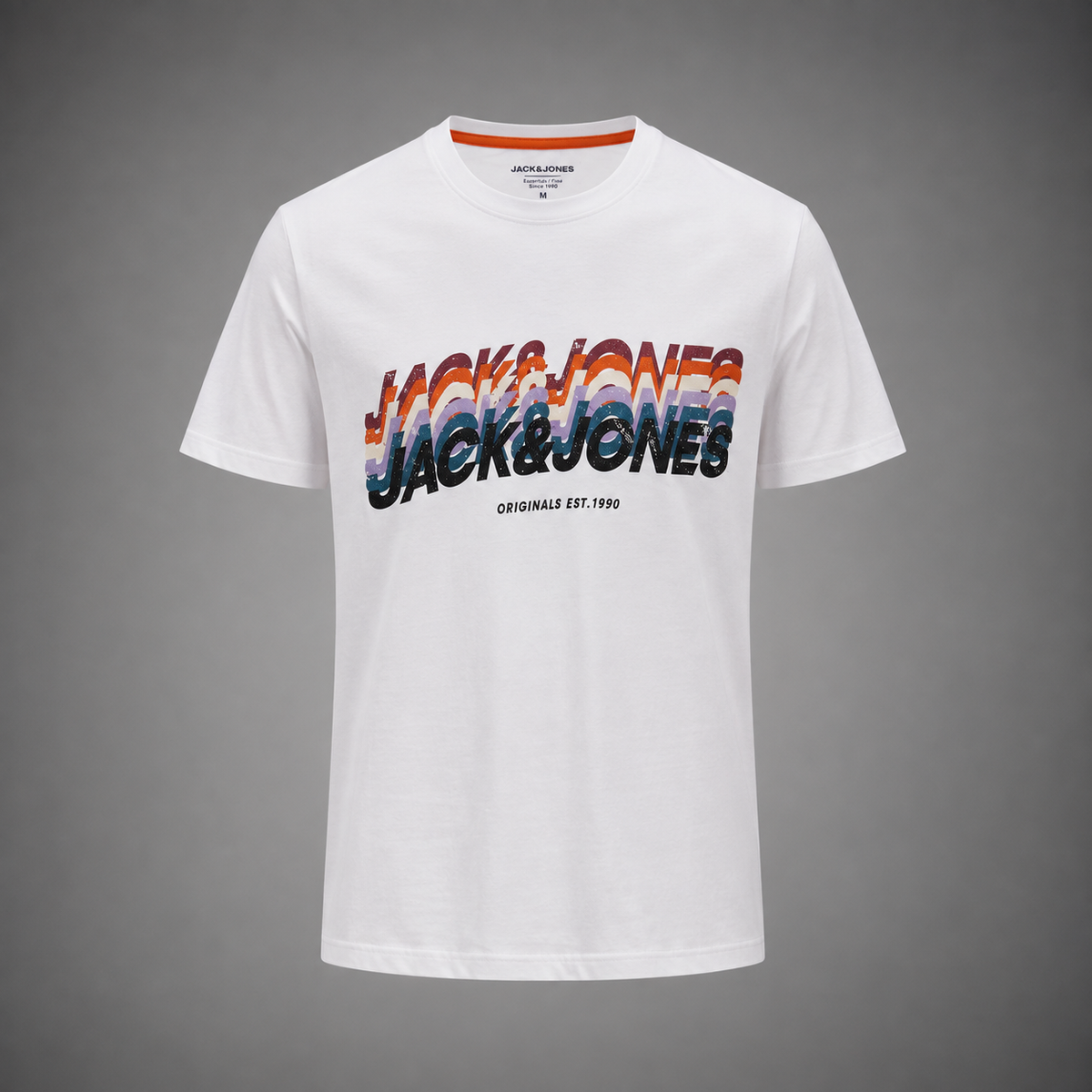 Printed white round neck tshirt .