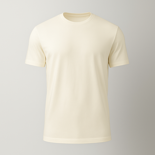Solid biege 100% Cotton Lightweight 180 GSM Regular Fit T-Shirt for Men