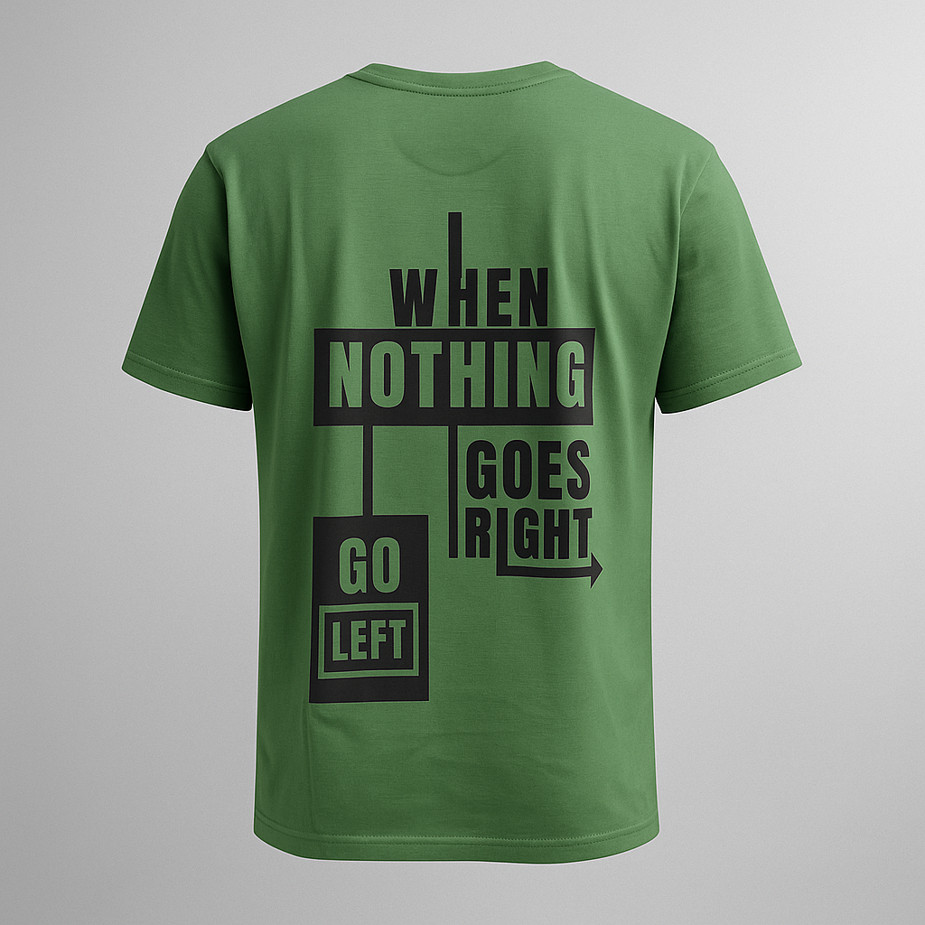 back printed olive green tshirt .