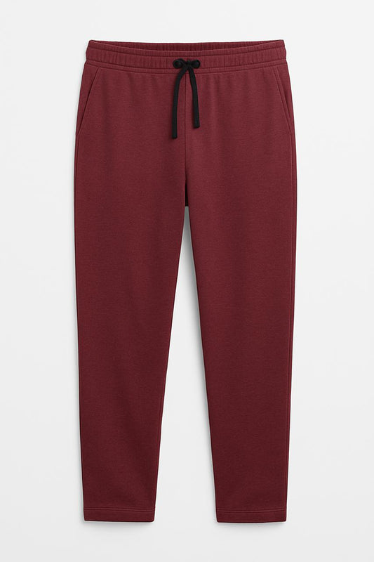 Premium cotton - trackpants with drawstring - Burgundy .