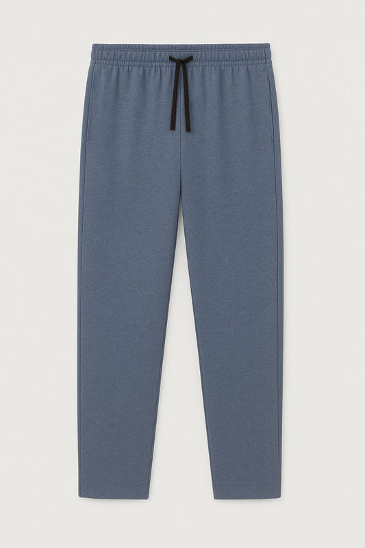 Premium cotton trackpants with drawstring waist - Steel blue.