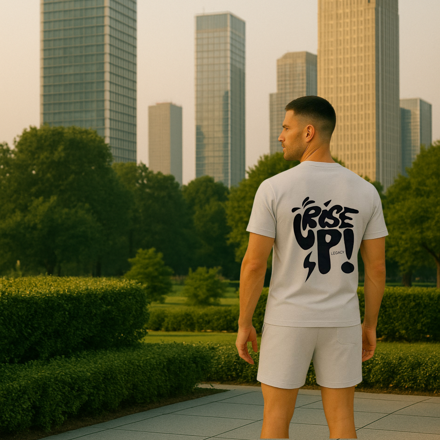 PK original men's co-ord set - grey graphic tee & shorts