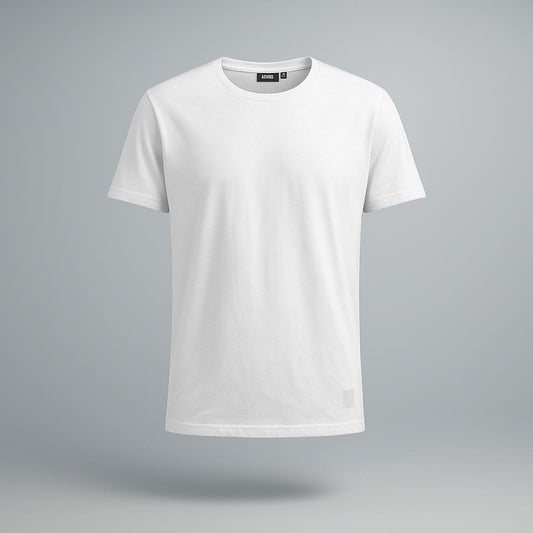 Solid White 100% Cotton Lightweight 180 GSM Regular Fit T-Shirt for Men