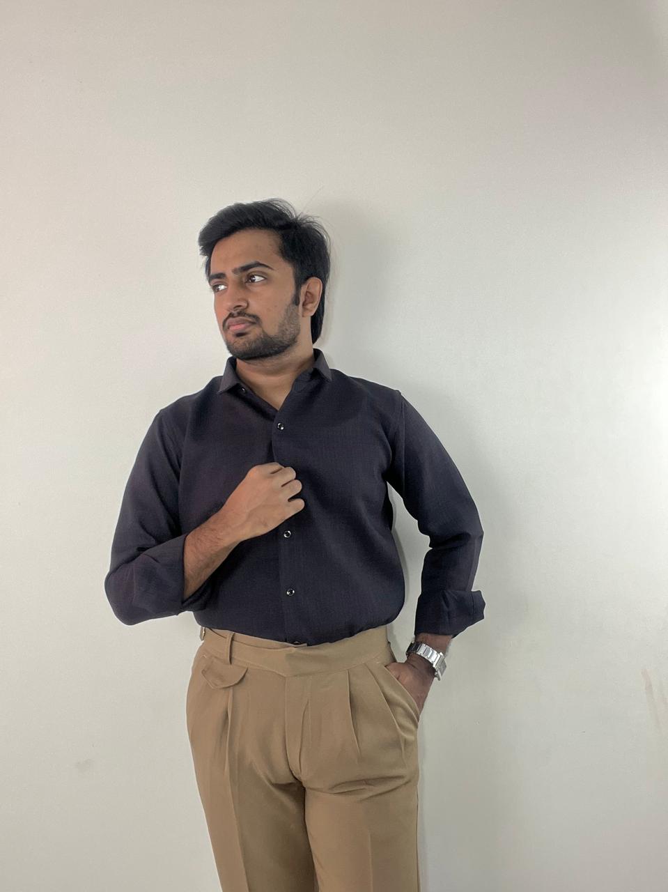 Coffee brown linen shirt & Khaki Gurkha pants