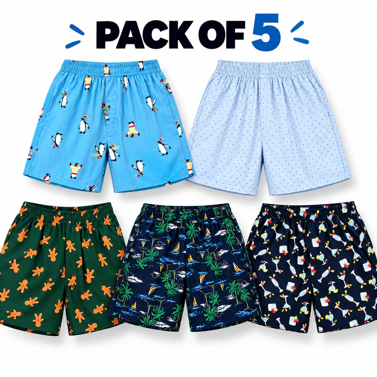 Pack of 5 cotton boxer shorts