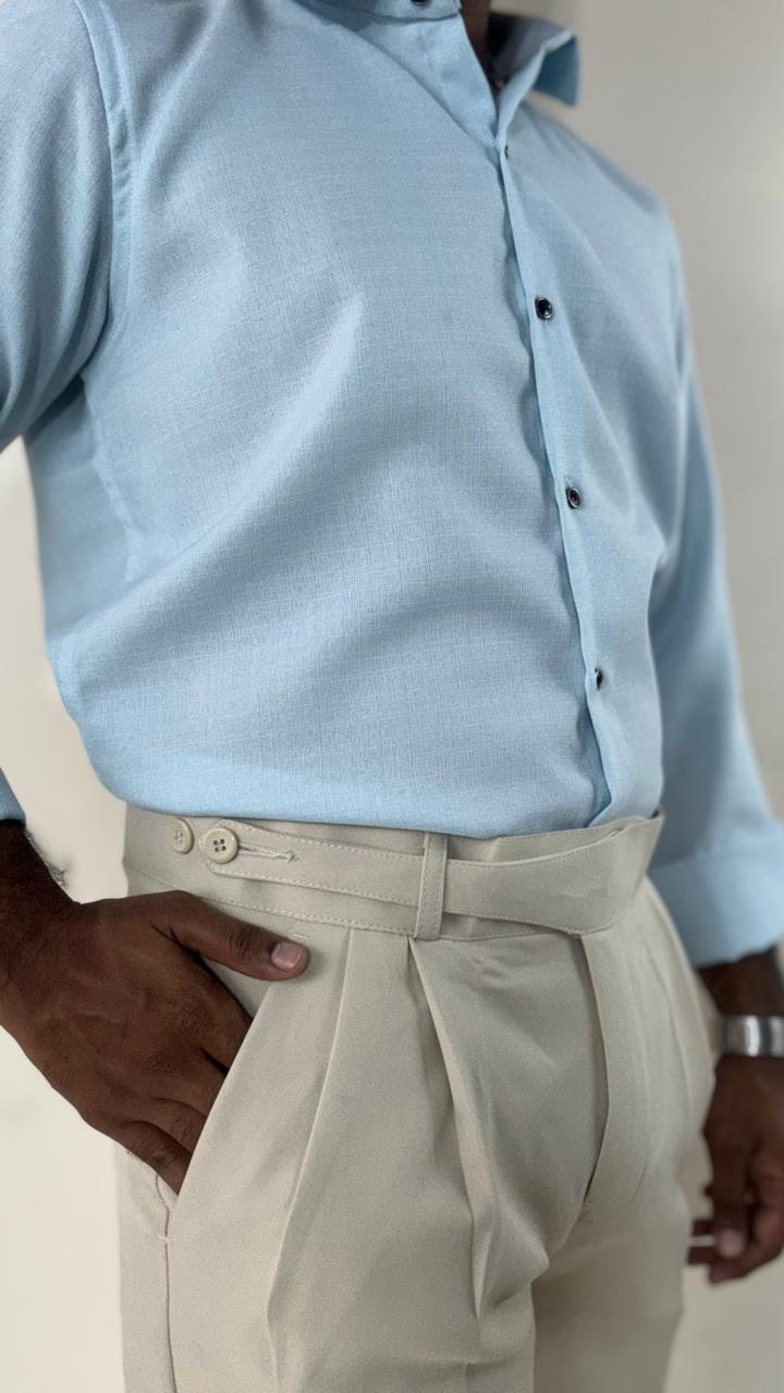 Cream double sided button gurkha pants for men