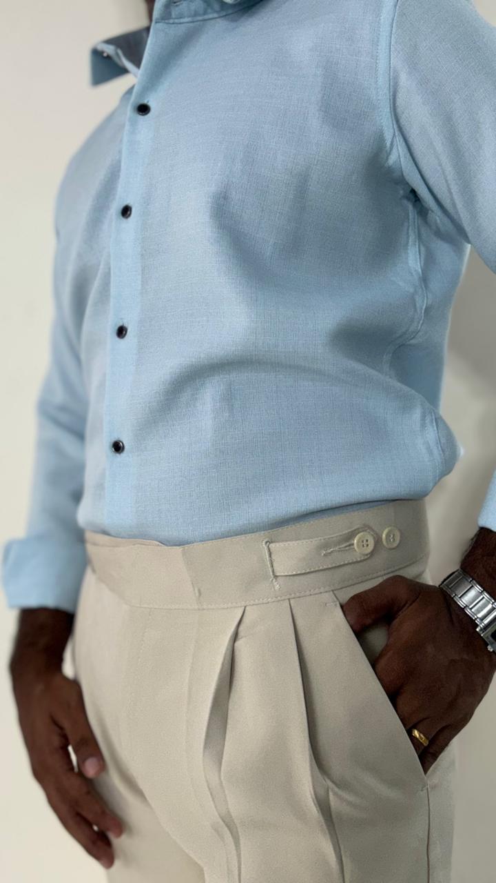 Cream double sided button gurkha pants for men