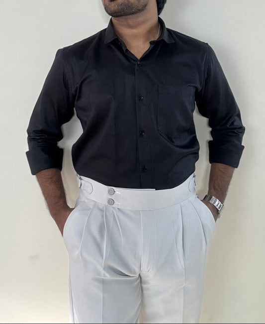 Light grey double-buckle gurkha pants for men