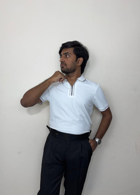 Structured Executive Tech Polo | Ultra-Stretch , Stitchless & Wrinkle-Free Performance T-Shirt