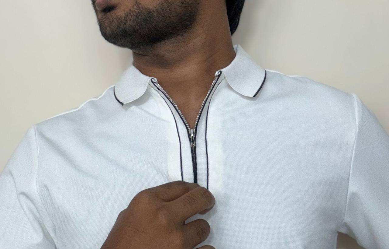 Structured Executive Tech Polo | Ultra-Stretch , Stitchless & Wrinkle-Free Performance T-Shirt