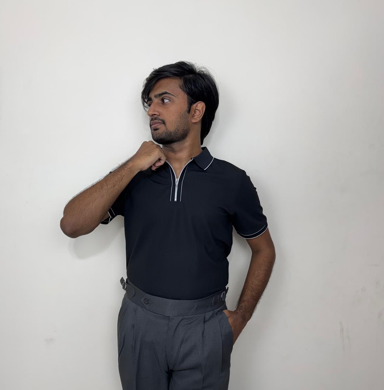 Structured Executive Tech Polo | Ultra-Stretch , Stitchless & Wrinkle-Free Performance T-Shirt