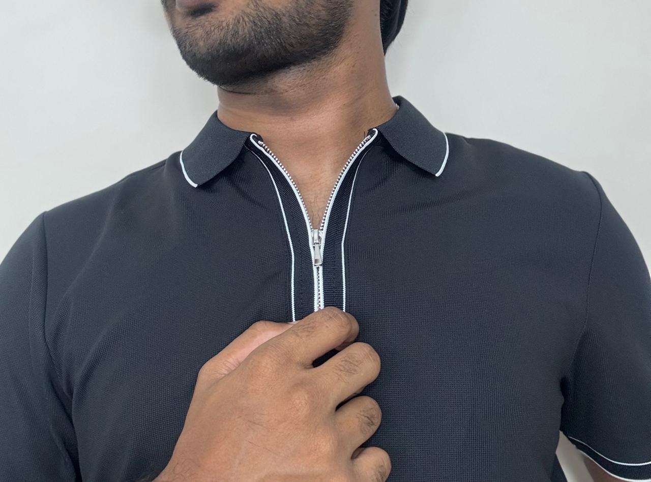 Structured Executive Tech Polo | Ultra-Stretch , Stitchless & Wrinkle-Free Performance T-Shirt