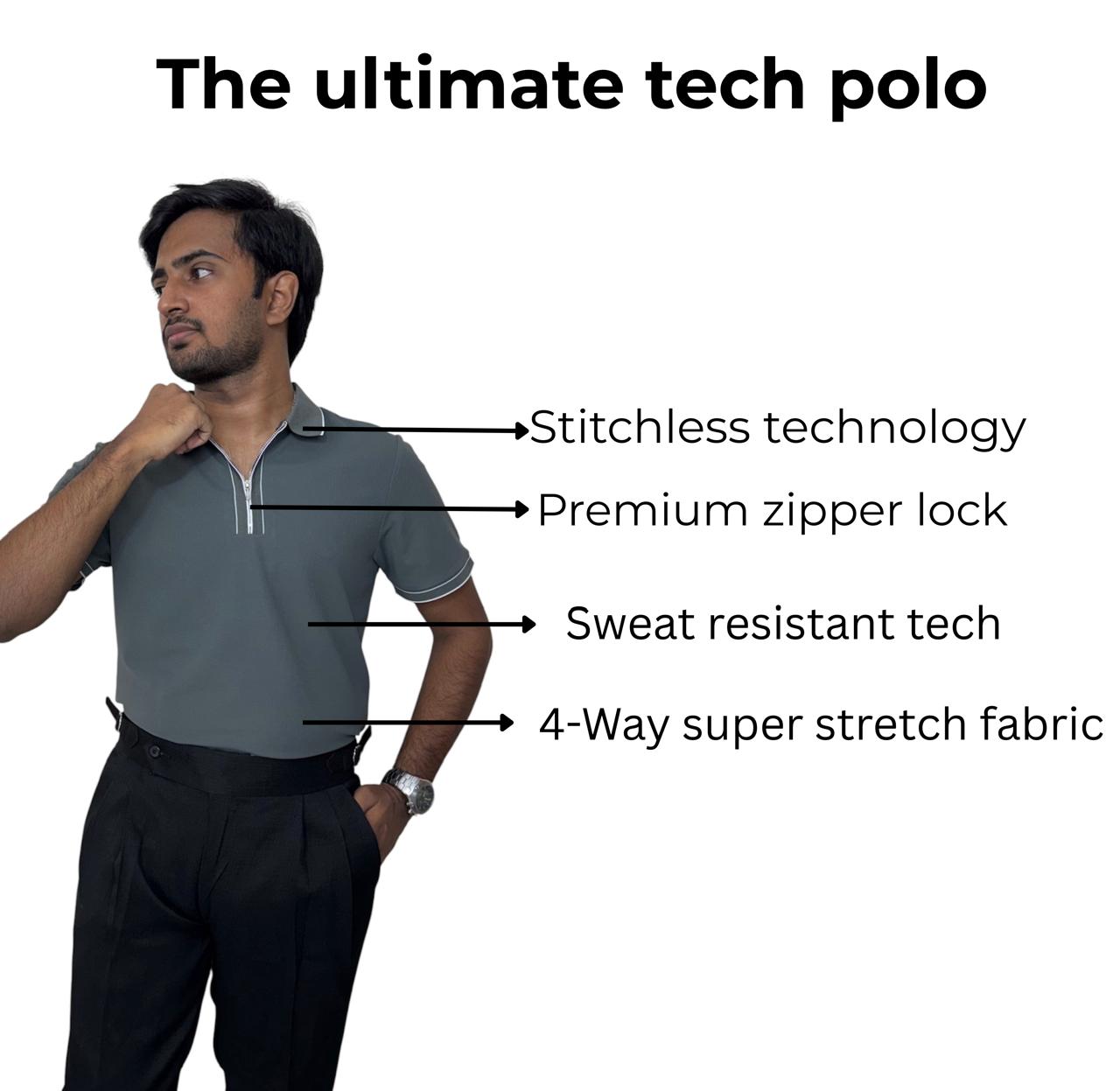 Structured executive tech polo | Ultra-stretch, Stitchless & Wrinkle-free