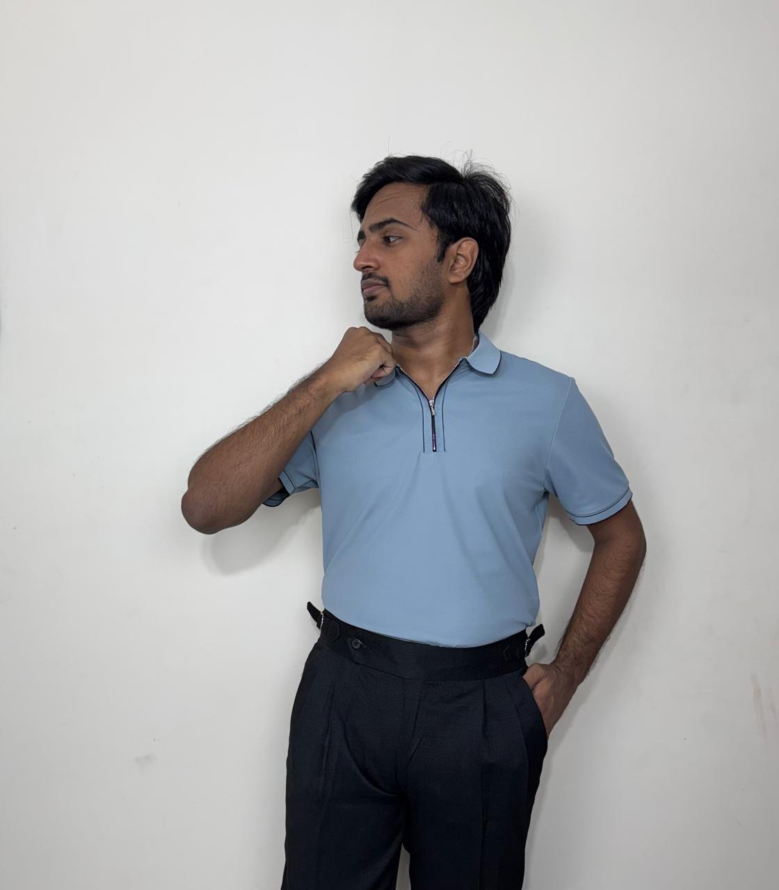 Structured Executive Tech Polo | Ultra-Stretch , Stitchless & Wrinkle-Free Performance T-Shirt