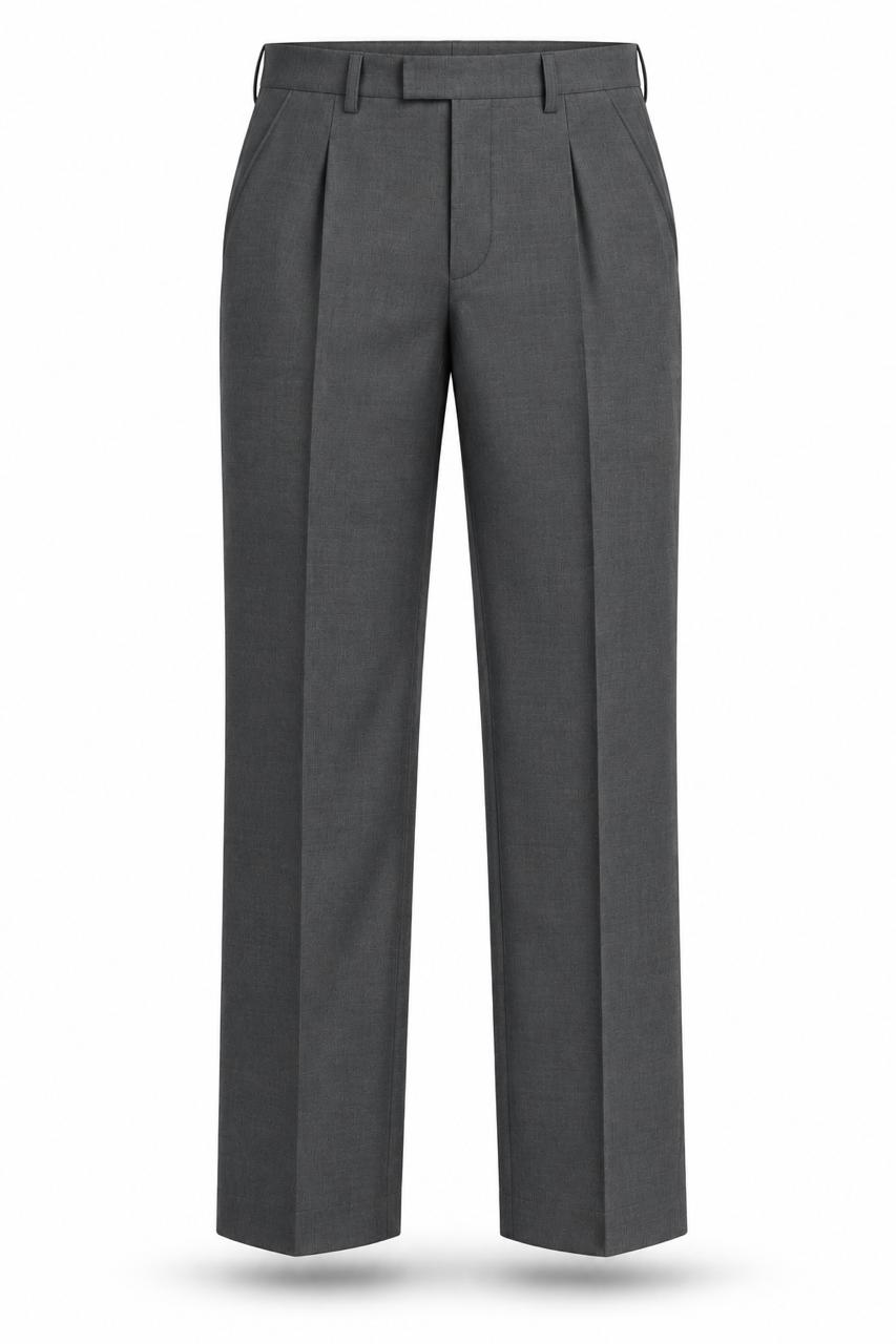 Phantom grey Premium French Terry 4-Way Stretch Formal Pants with Flexi Waist | Textured Tailored Fit