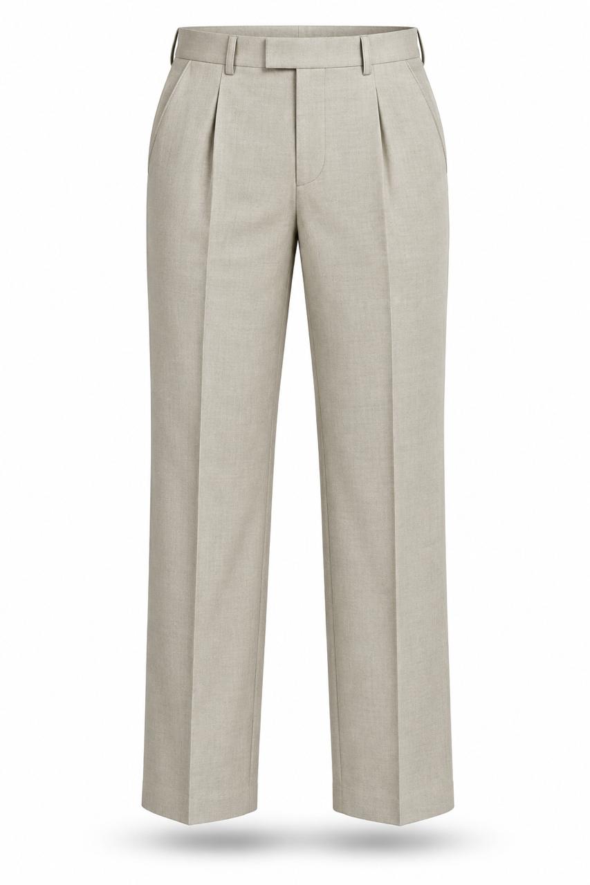 Champagne ivory Premium French Terry 4-Way Stretch Formal Pants with Flexi Waist | Textured Tailored Fit