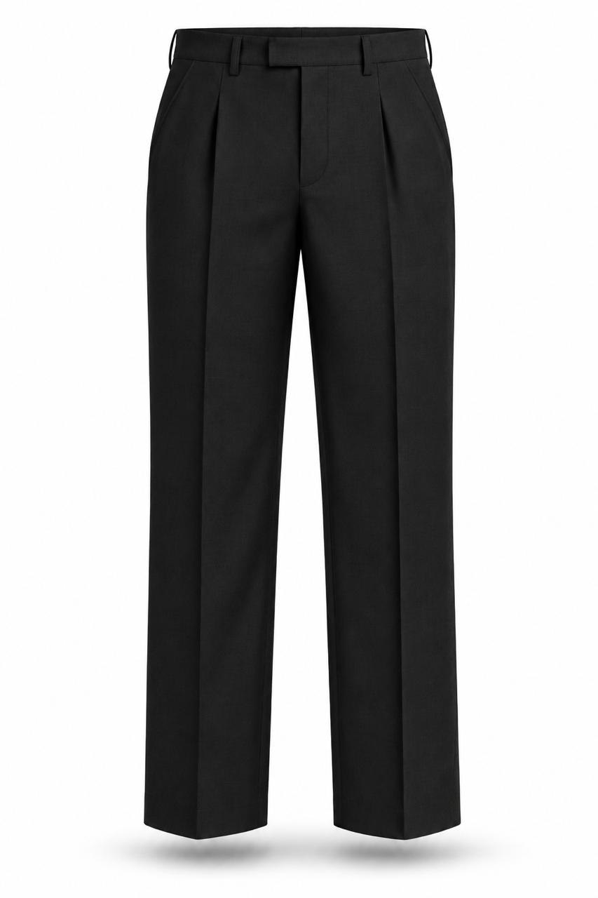 Midnight black Premium French Terry 4-Way Stretch Formal Pants with Flexi Waist | Textured Tailored Fit