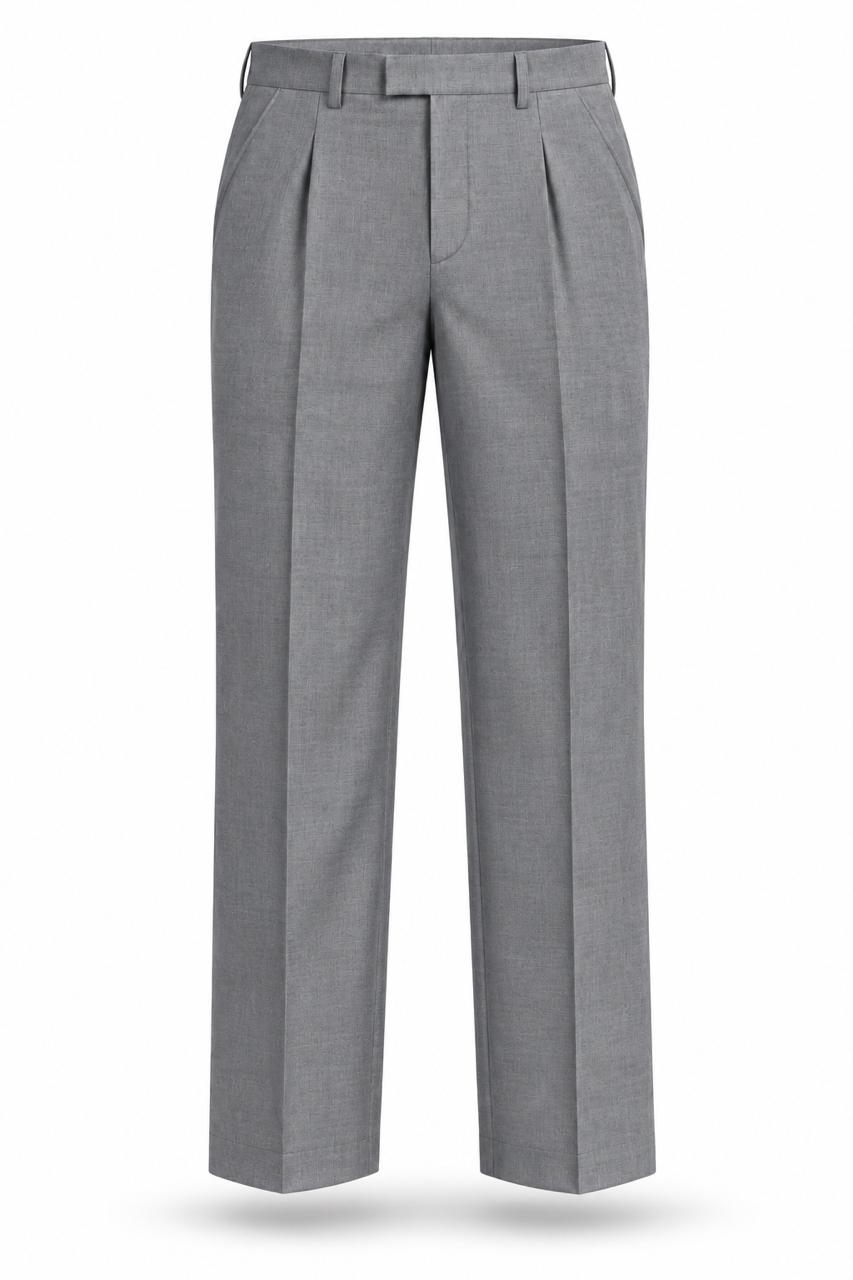 Moonstone grey Premium French Terry 4-Way Stretch Formal Pants with Flexi Waist | Textured Tailored Fit
