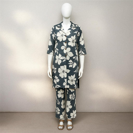 Charcoal grey floral co-ords for women