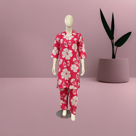 pink floral printed co-ords for women