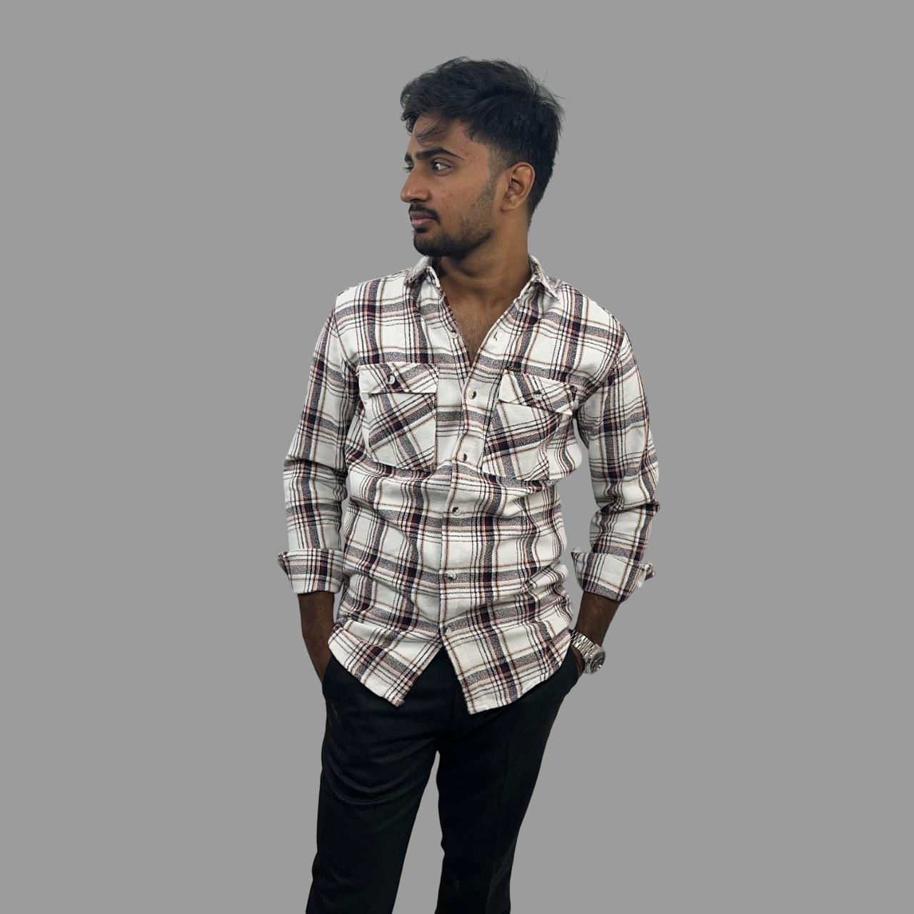 Back printed flannel shirt