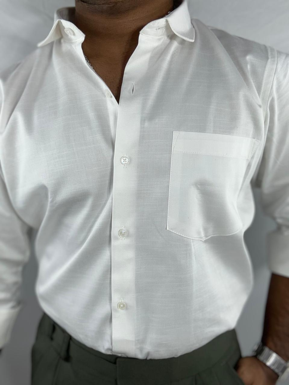 Elite white satin shirt | premium natural sheen