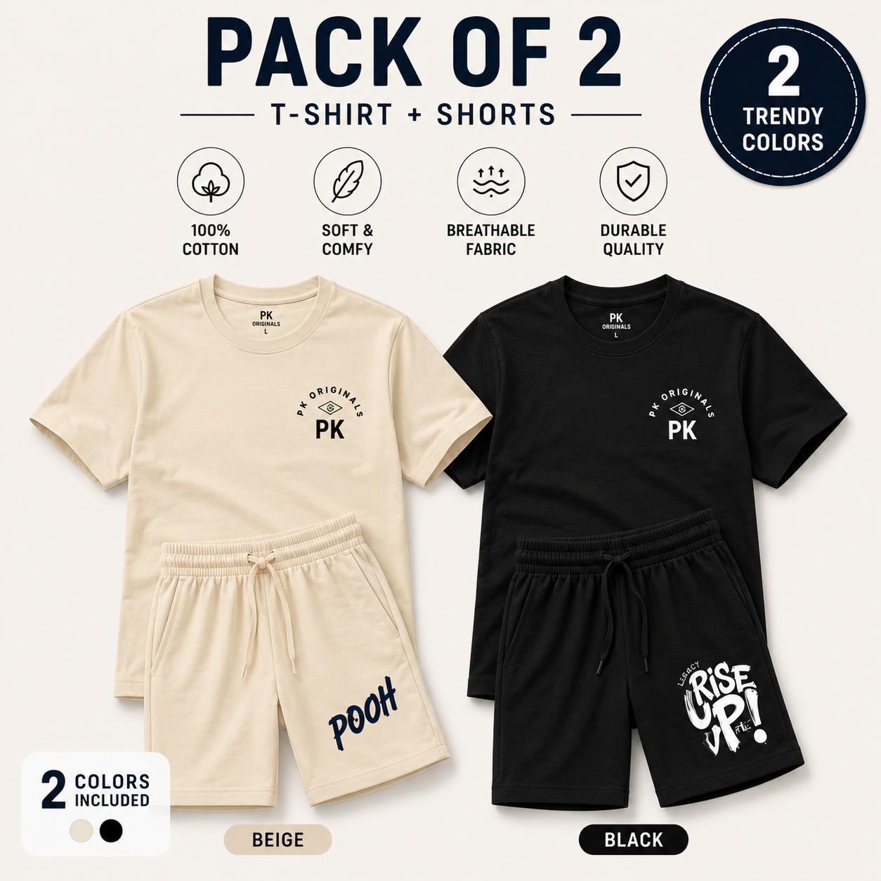 Men's cotton co-ord set : pack of 2