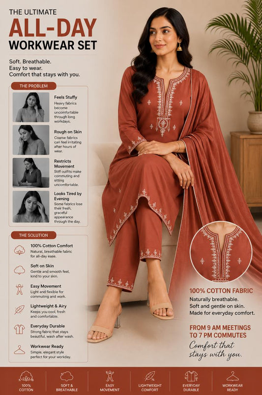 Exquisite embroidered kurta set with pants & dupatta