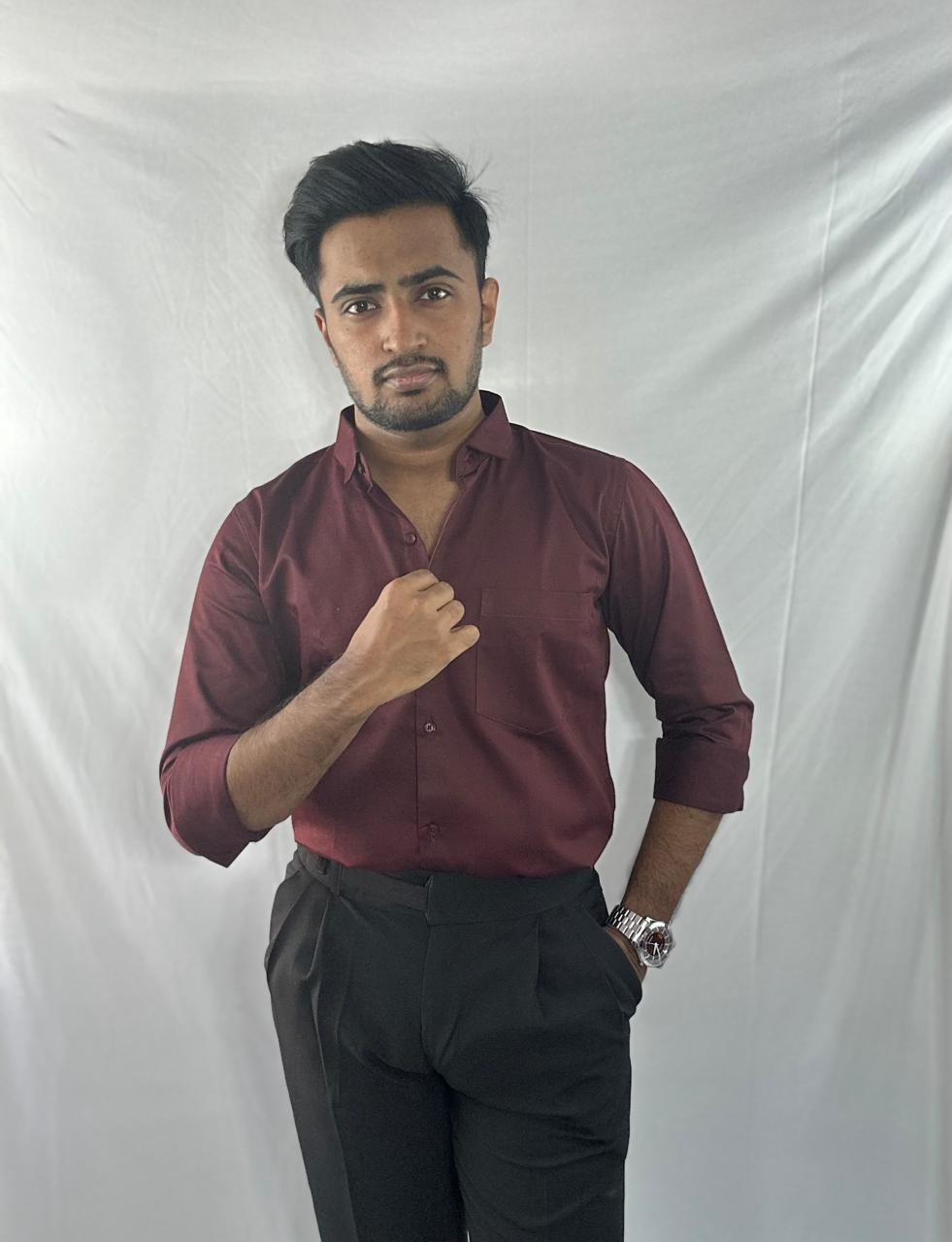 Burgundy satin shirt | Premium natural sheen