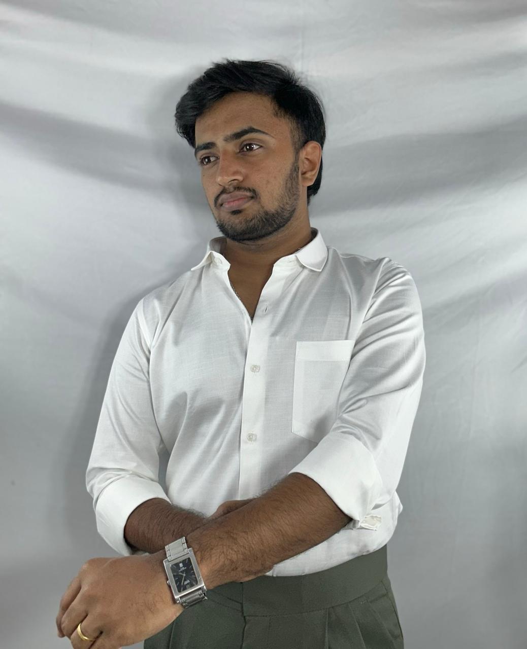 Elite white satin shirt | premium natural sheen