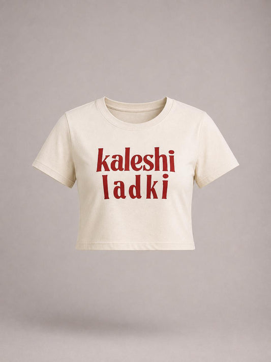 Retro printed beige Baby tee | Women's cropped Fit T-shirt