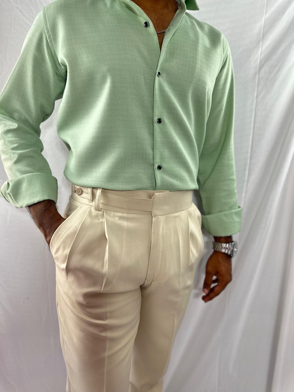 Men's beige single button gurkha pant for men