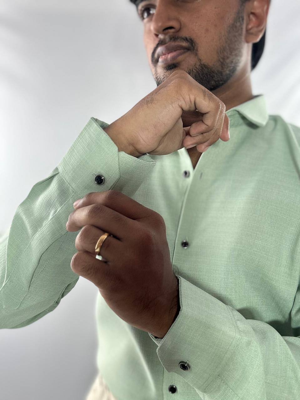 Pastel green premium linen shirt