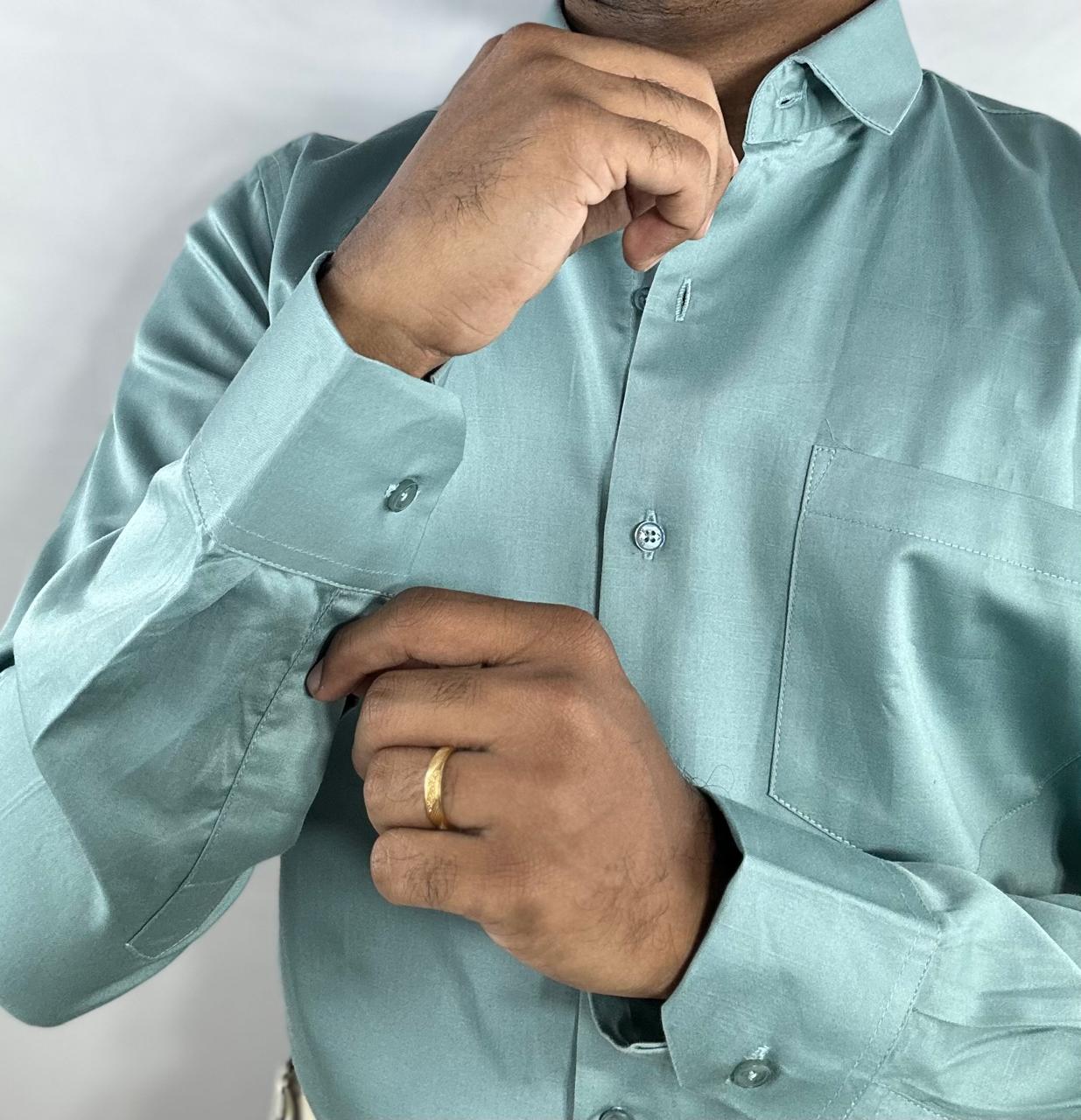 Sage green satin shirt | premium natural sheen
