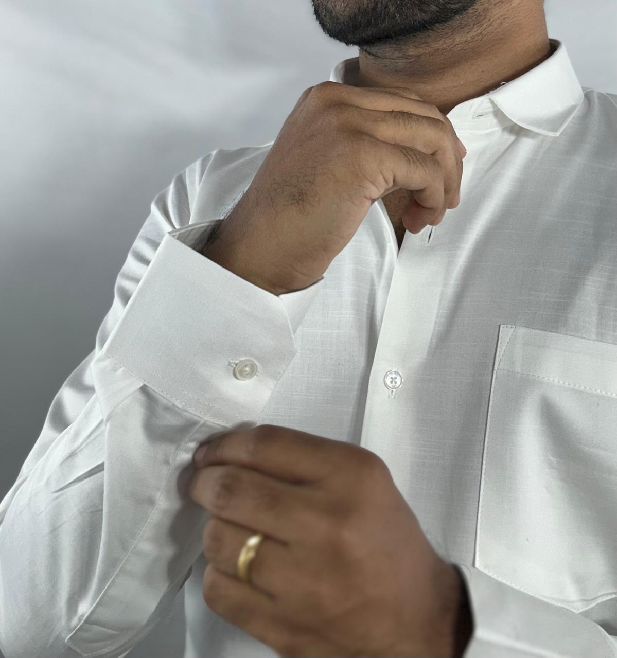 Elite white satin shirt | premium natural sheen