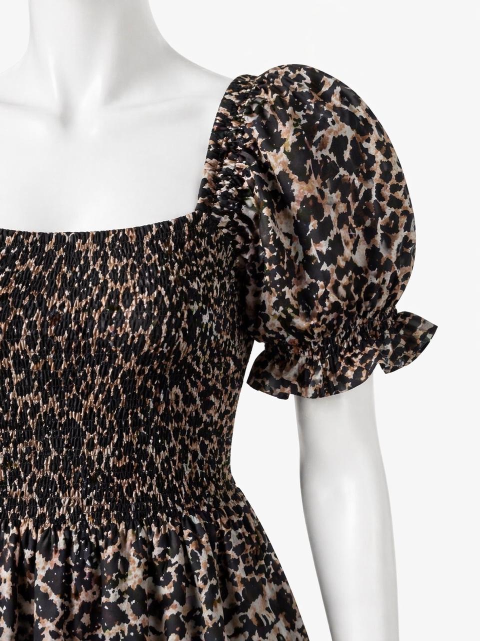 Women's Black printed sundress with puff sleeves